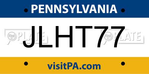 JLHT77 Pennsylvania License Plate