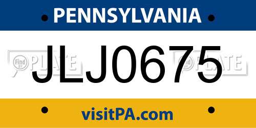 JLJ0675 Pennsylvania License Plate
