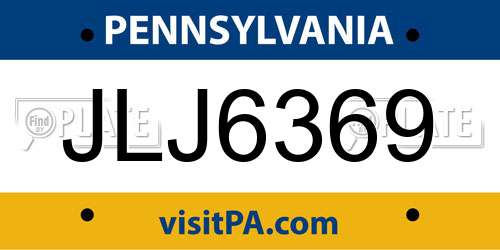 JLJ6369 Pennsylvania License Plate