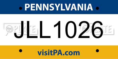 JLL1026 Pennsylvania License Plate