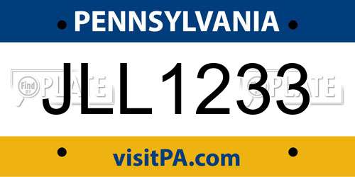 JLL1233 Pennsylvania License Plate