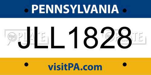 JLL1828 Pennsylvania License Plate