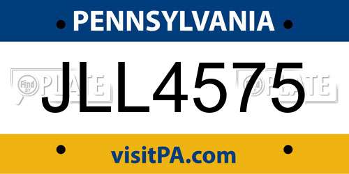 JLL4575 Pennsylvania License Plate