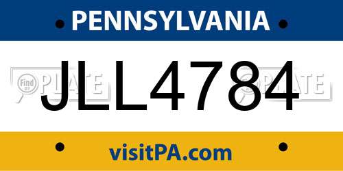 JLL4784 Pennsylvania License Plate