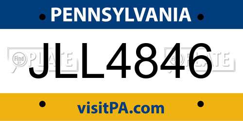 JLL4846 Pennsylvania License Plate