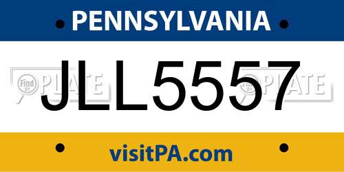 JLL5557 Pennsylvania License Plate