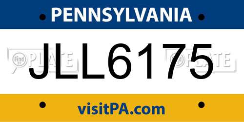 JLL6175 Pennsylvania License Plate