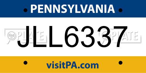 JLL6337 Pennsylvania License Plate