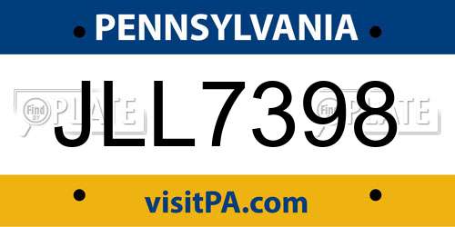 JLL7398 Pennsylvania License Plate