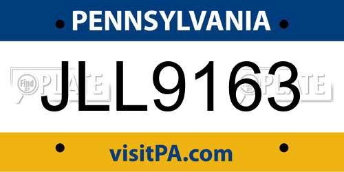 JLL9163 Pennsylvania License Plate
