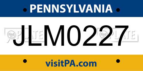 JLM0227 Pennsylvania License Plate