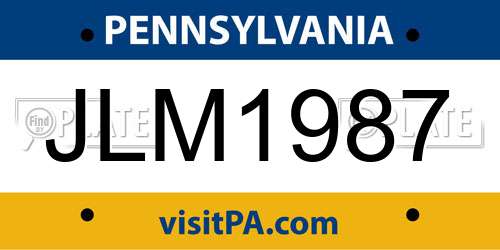 JLM1987 Pennsylvania License Plate
