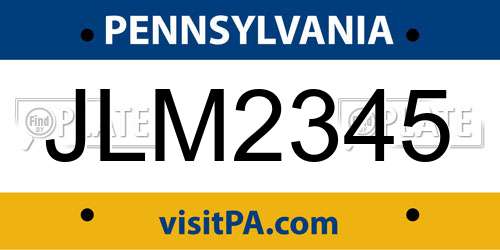 JLM2345 Pennsylvania License Plate