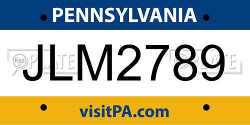 JLM2789 Pennsylvania License Plate