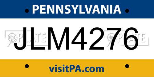 JLM4276 Pennsylvania License Plate