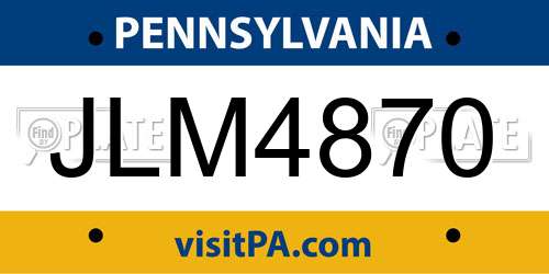 JLM4870 Pennsylvania License Plate