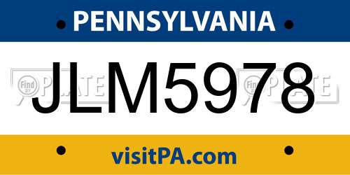 JLM5978 Pennsylvania License Plate