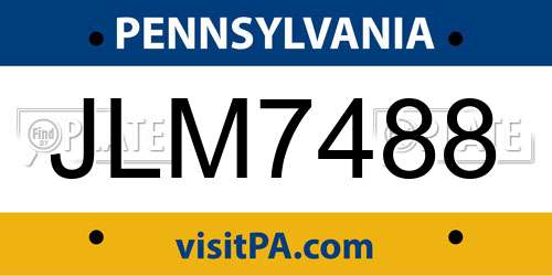 JLM7488 Pennsylvania License Plate