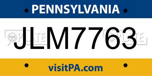 JLM7763 Pennsylvania License Plate