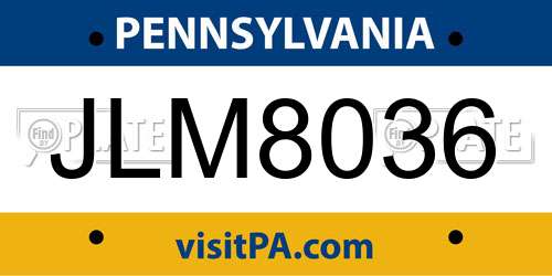 JLM8036 Pennsylvania License Plate