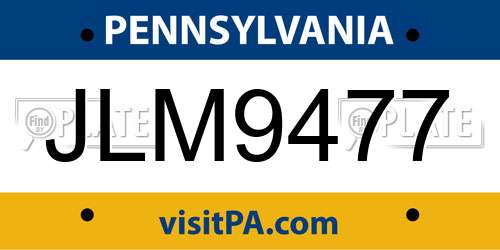 JLM9477 Pennsylvania License Plate