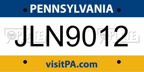 JLN9012 Pennsylvania License Plate