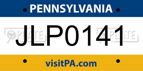 JLP0141 Pennsylvania License Plate
