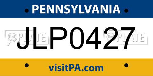 JLP0427 Pennsylvania License Plate