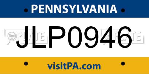 JLP0946 Pennsylvania License Plate