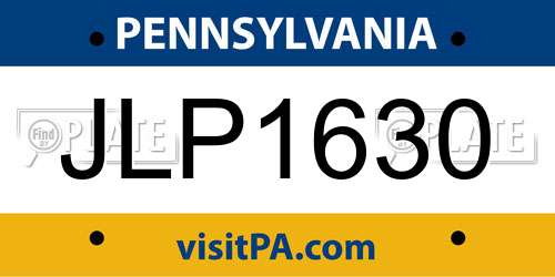 JLP1630 Pennsylvania License Plate