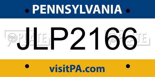 JLP2166 Pennsylvania License Plate