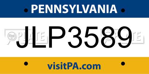 JLP3589 Pennsylvania License Plate