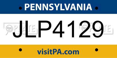 JLP4129 Pennsylvania License Plate