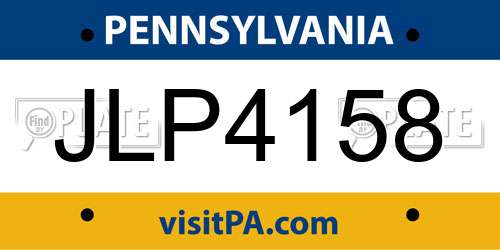 JLP4158 Pennsylvania License Plate