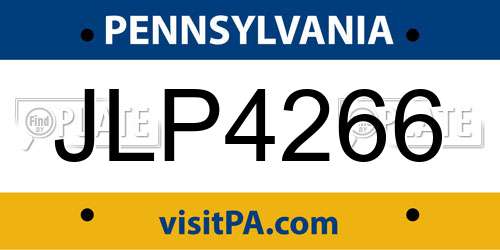 JLP4266 Pennsylvania License Plate