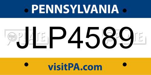 JLP4589 Pennsylvania License Plate