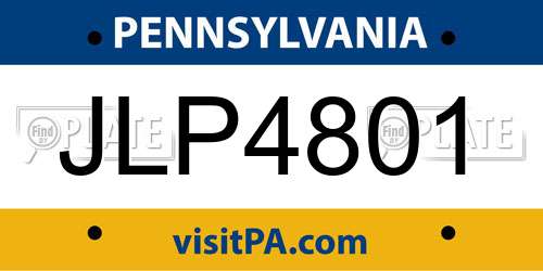 JLP4801 Pennsylvania License Plate