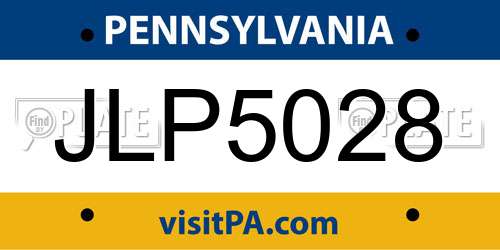JLP5028 Pennsylvania License Plate