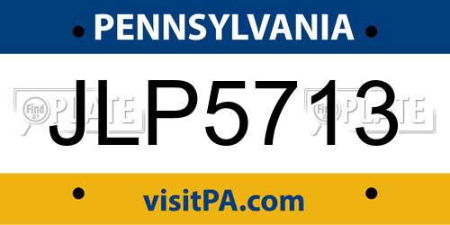 JLP5713 Pennsylvania License Plate