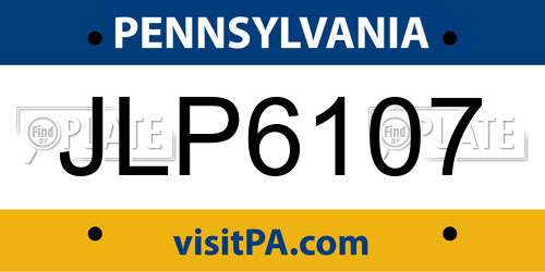 JLP6107 Pennsylvania License Plate