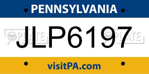 JLP6197 Pennsylvania License Plate