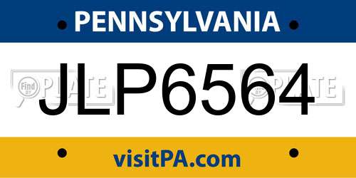 JLP6564 Pennsylvania License Plate
