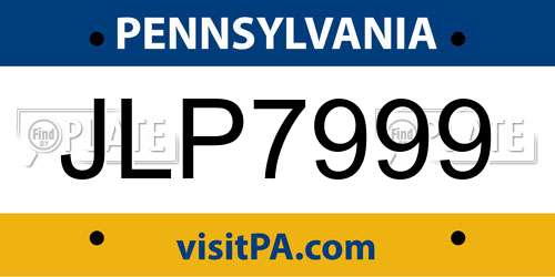 JLP7999 Pennsylvania License Plate