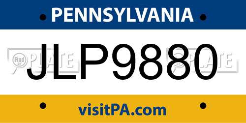 JLP9880 Pennsylvania License Plate