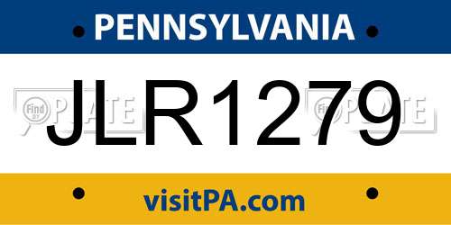 JLR1279 Pennsylvania License Plate