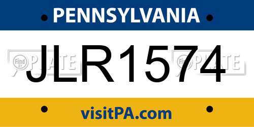 JLR1574 Pennsylvania License Plate
