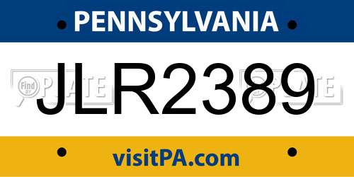 JLR2389 Pennsylvania License Plate