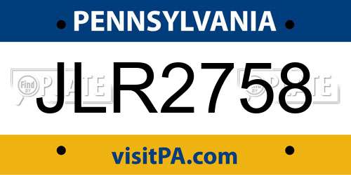 JLR2758 Pennsylvania License Plate