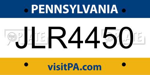 JLR4450 Pennsylvania License Plate