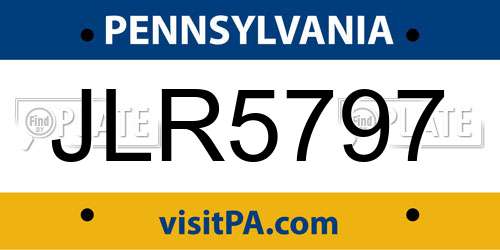 JLR5797 Pennsylvania License Plate